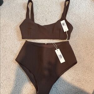 NWT Wanderlust Brown Textured Bikini Set